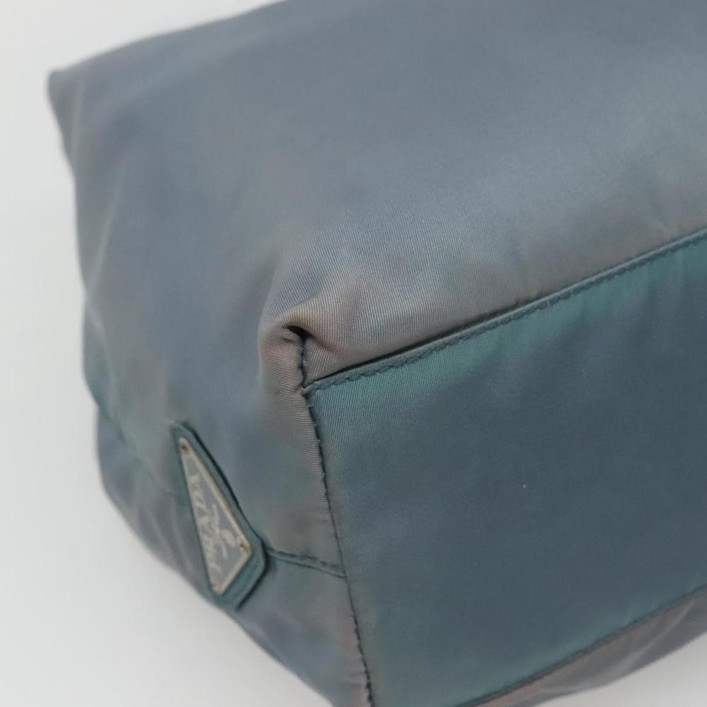 PRADA Hand Bag Nylon plastic Light Blue Silver clear Auth fm4546 - Picture 15 of 16